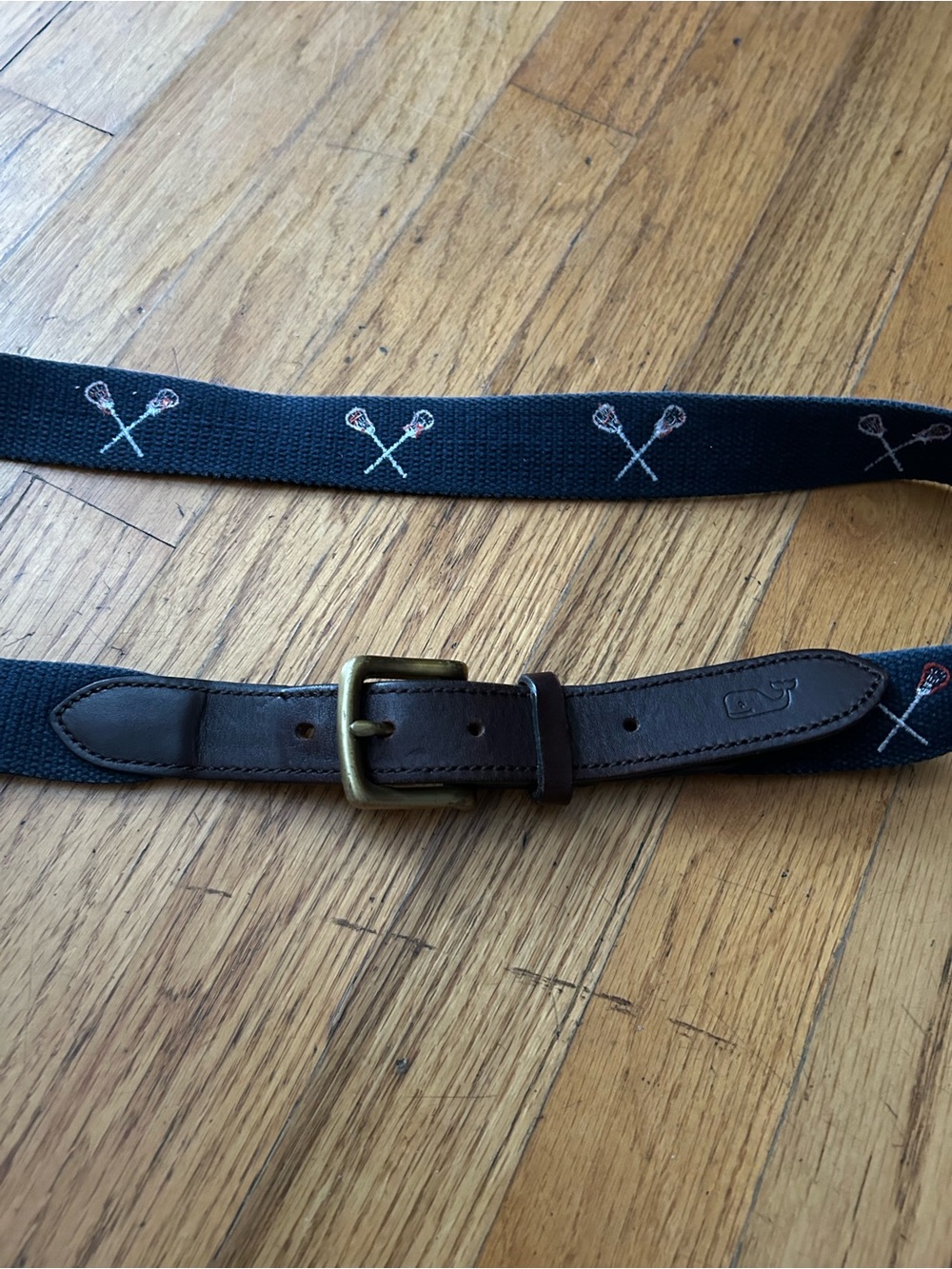 Vineyard Vines Men’s Navy Lacrosse Embroidered Belt